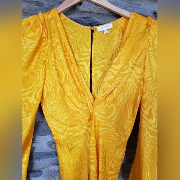 Ronny Kobo Astrid Ruched Moire Dress Yellow  XS - Picture 4 of 7